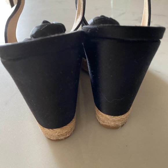 prada satin wedge peep toe espadrilles w/ rosette - Picture 5 of 6